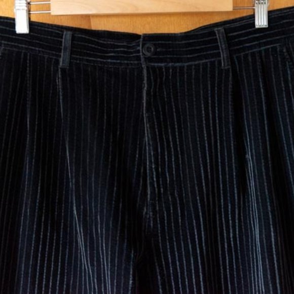Y2K GodBody 100% PVC Focking Shiny Black Corduroy Velour HipHop Pants mens 38/30 - Picture 2 of 9